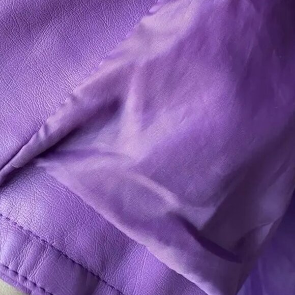 Gorgeous Violet Purple Faux Leather Pleather Moto Jacket - Picture 9 of 10
